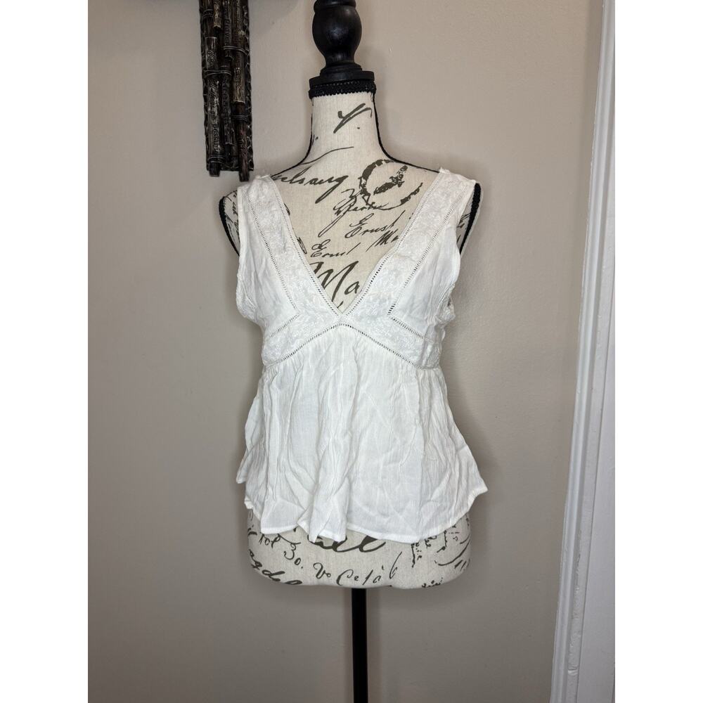 Boho Melrose Place S White Cotton Lace Camisole Tank